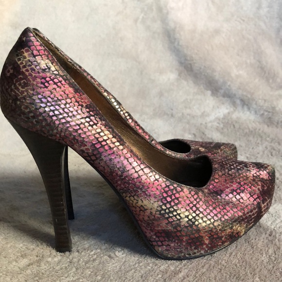 Carlos Santana metallic snake platform heels - Picture 2 of 6